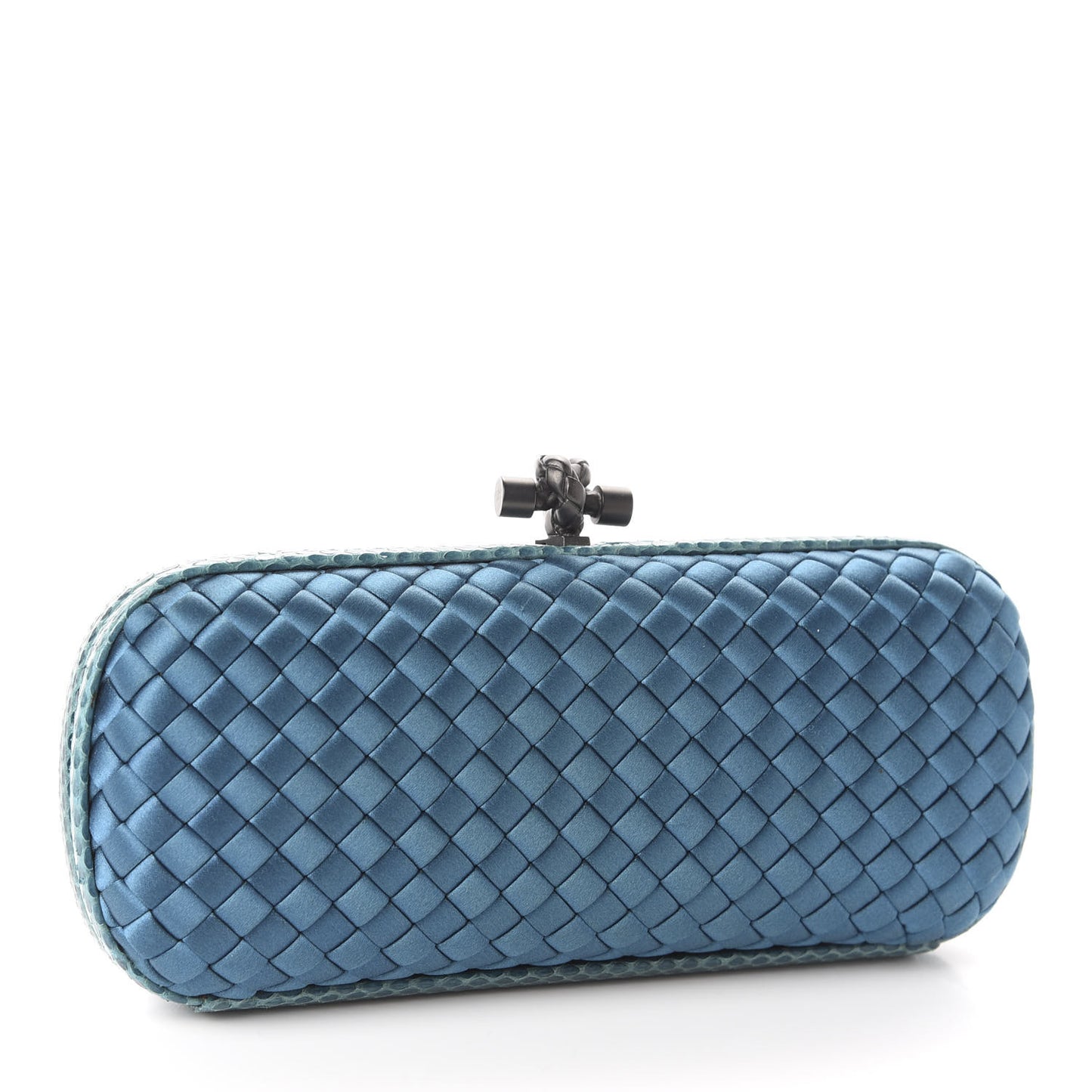 Satin Intreccio Impero Ayers Stretch Knot Clutch Turquoise