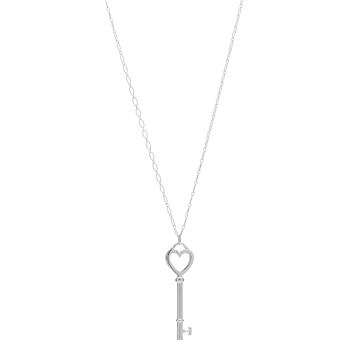Sterling Silver Heart Key Pendant Necklace
