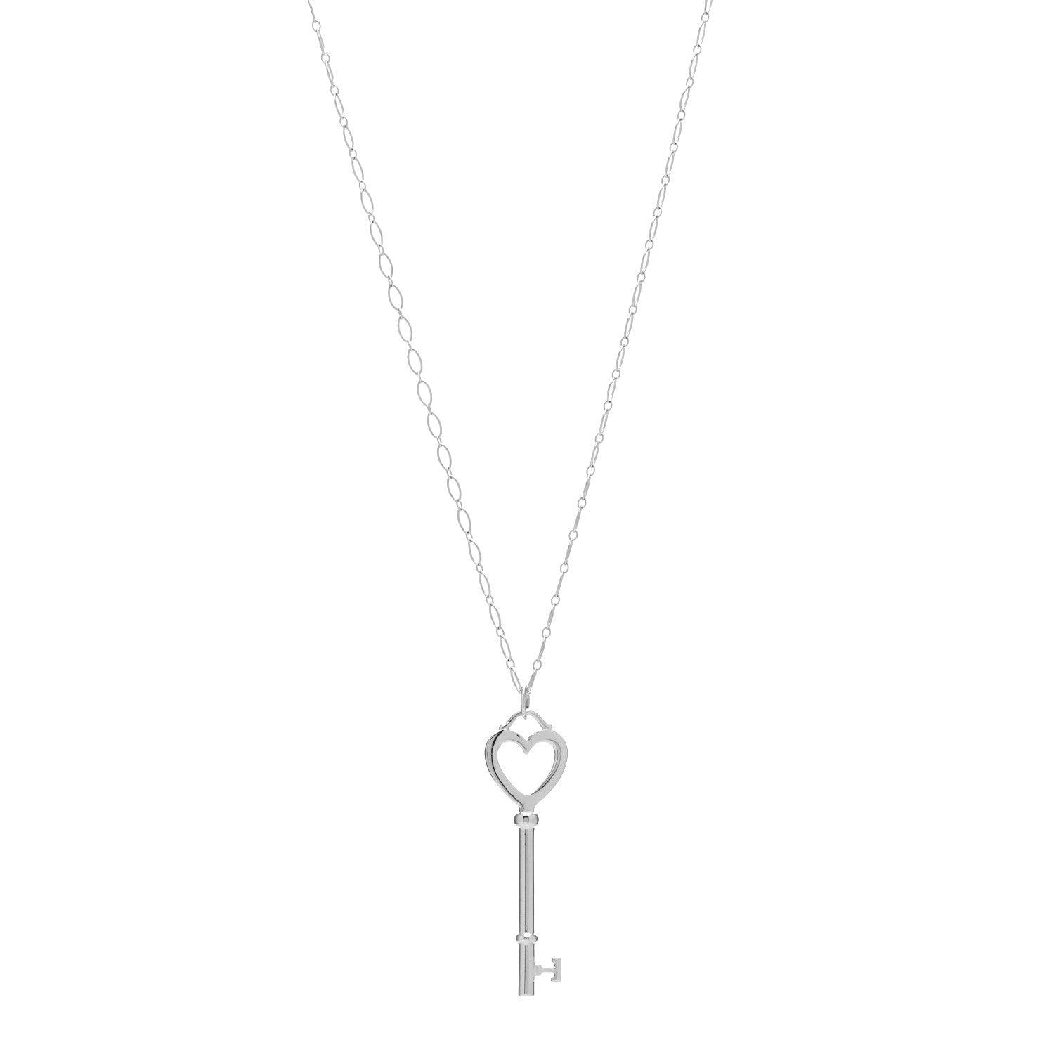 Tiffany Sterling Silver Heart Key Pendant Necklace 1 of 3