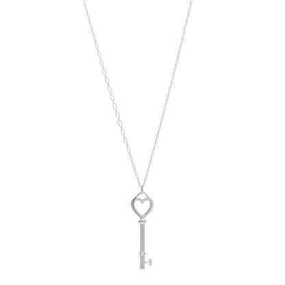 Tiffany Sterling Silver Heart Key Pendant Necklace 1 of 3