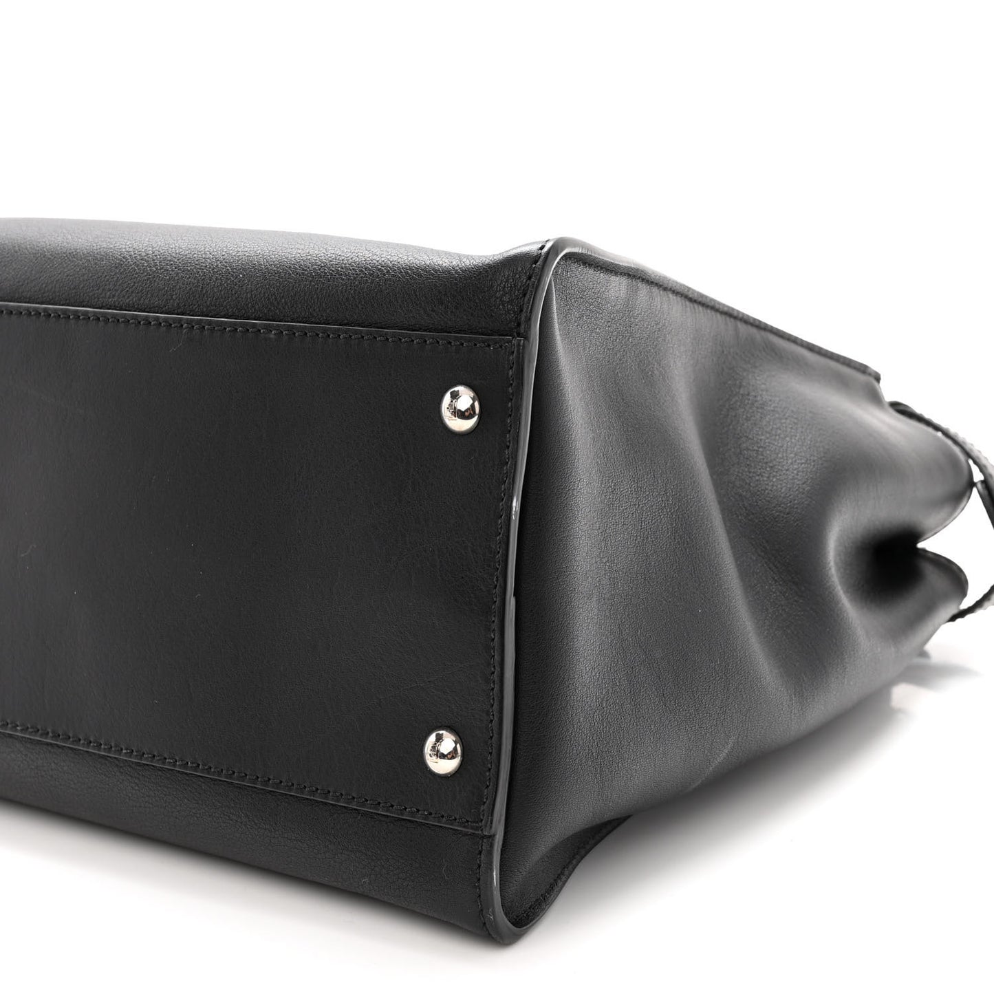 Vitello Dolce Marmol Patent Crocodile Trapuntata Large Peekaboo Iconic Satchel Black Fumo
