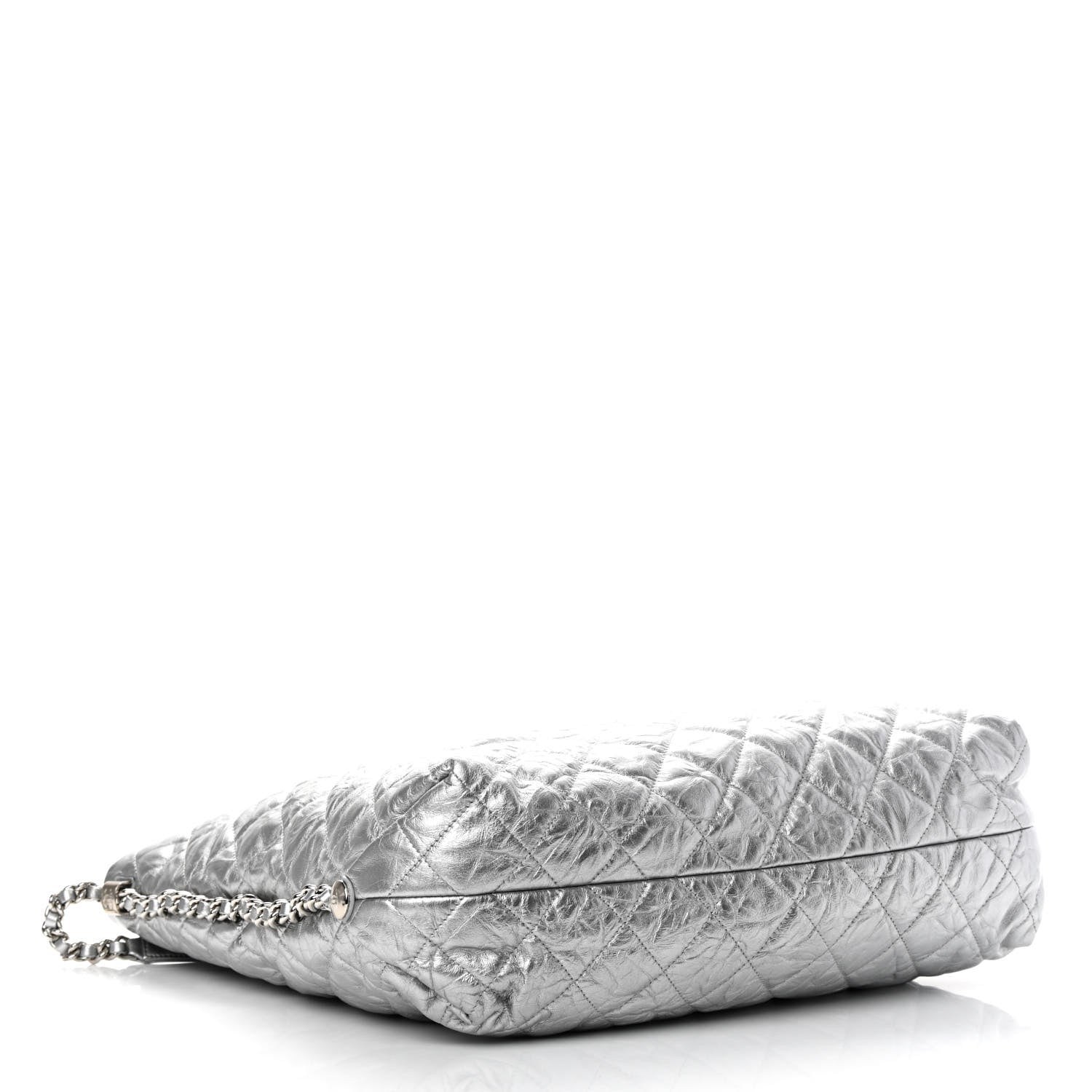 Chanel Metallic Crackled Calfskin Quilted Large Big Bang Hobo Silver 3 of 14