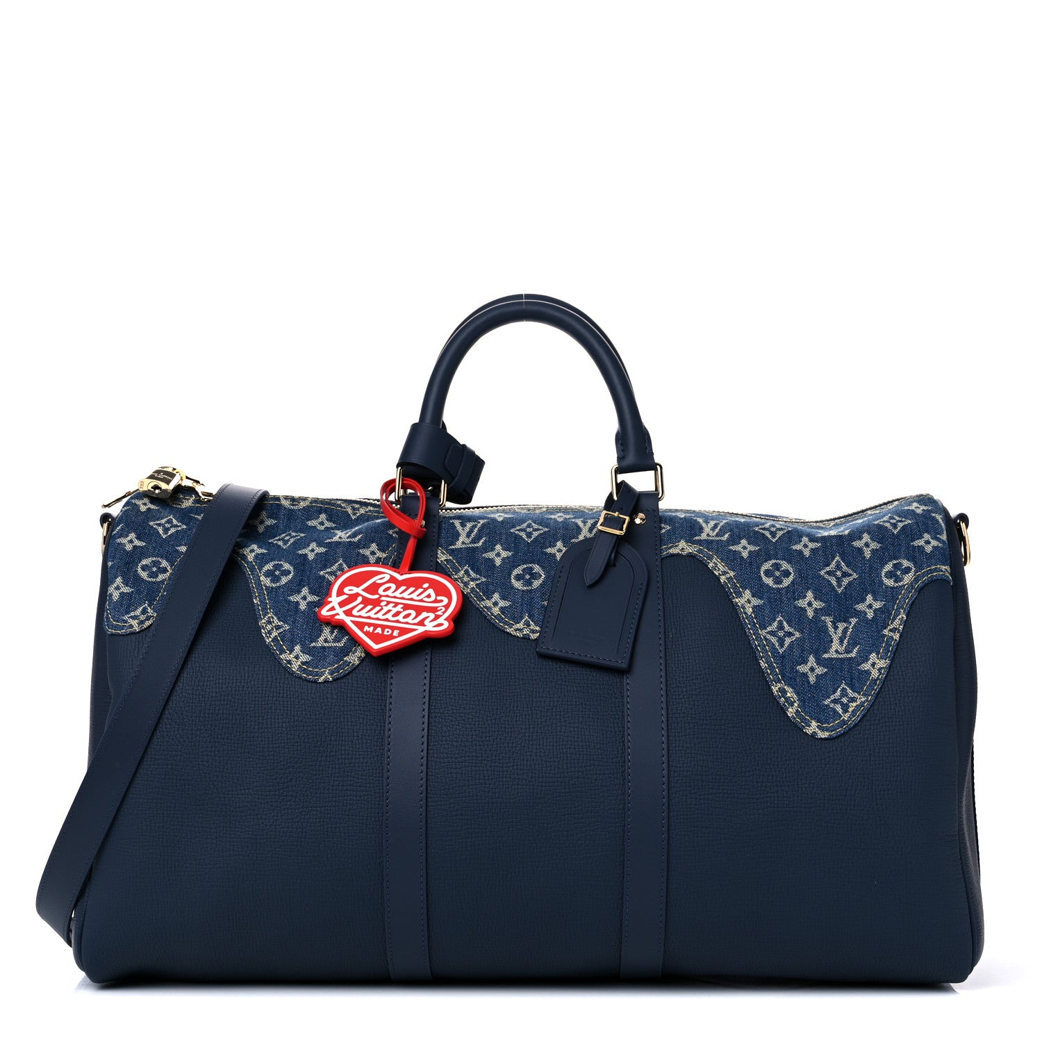 Louis Vuitton X NIGO Taurillon Monogram Denim Drip Keepall Bandouliere 50 Blue 1 of 7