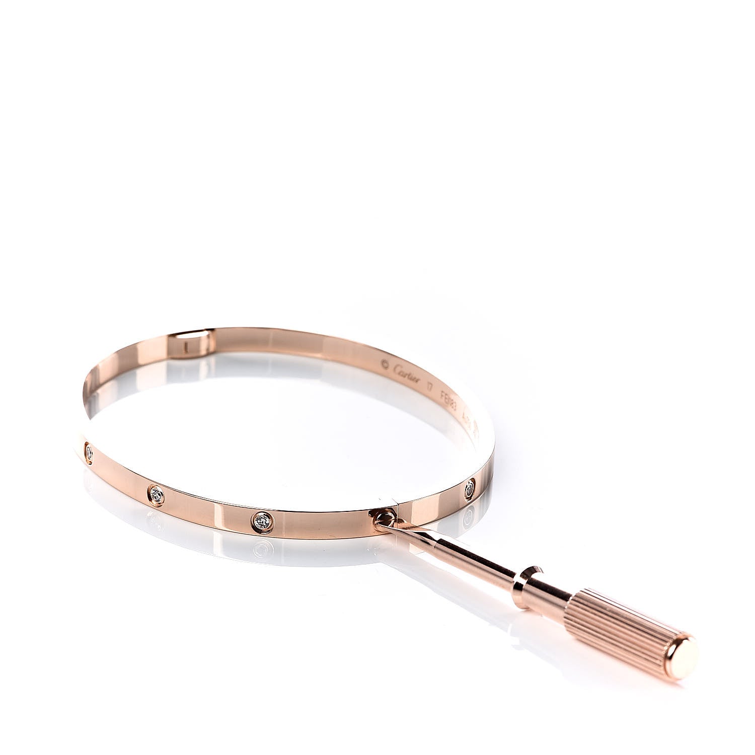 Cartier 18K Pink Gold 10 Diamond Small LOVE Bracelet 17 4 of 6