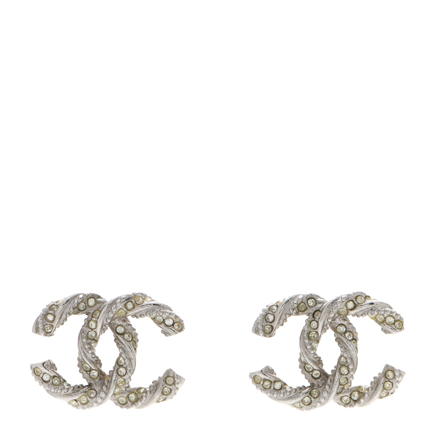 Crystal Twisted CC Earrings Silver