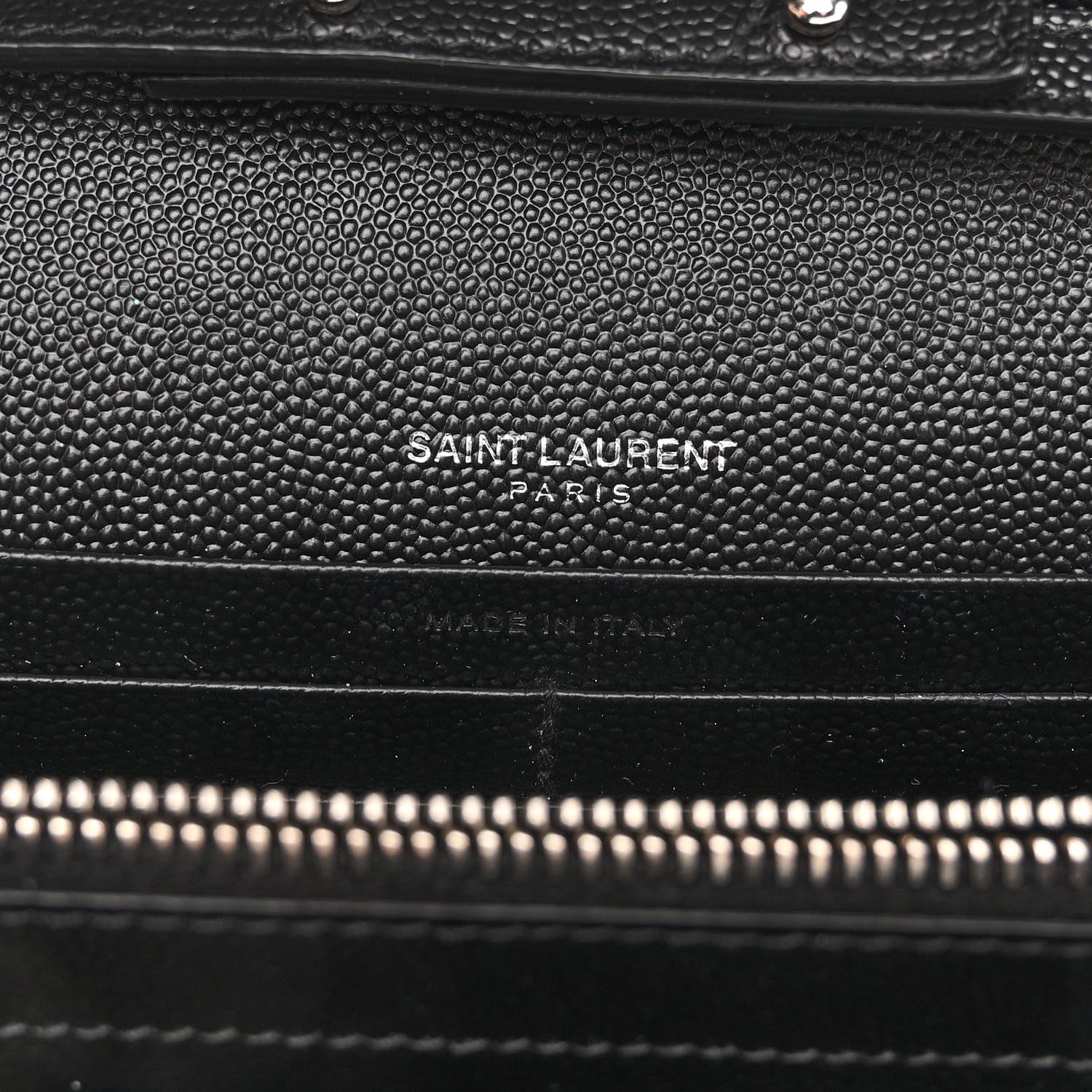 Saint Laurent Grain De Poudre Matelasse Chevron Monogram Chain Wallet Black 6 of 9