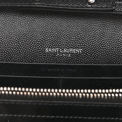 Saint Laurent Grain De Poudre Matelasse Chevron Monogram Chain Wallet Black 6 of 9