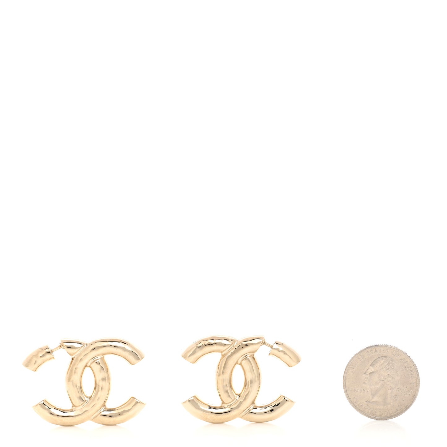 Metal Large CC Earrings Light Gold