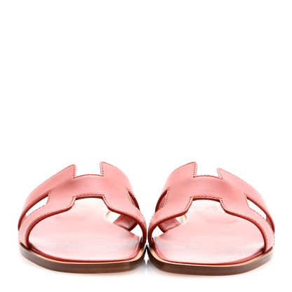 Hermes Box Calfskin Oran Sandals 36.5 Rouge De Turin 2 of 8