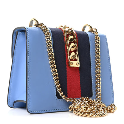 Gucci Calfskin Mini Sylvie Chain Shoulder Bag Clear Sky Blue 3 of 10