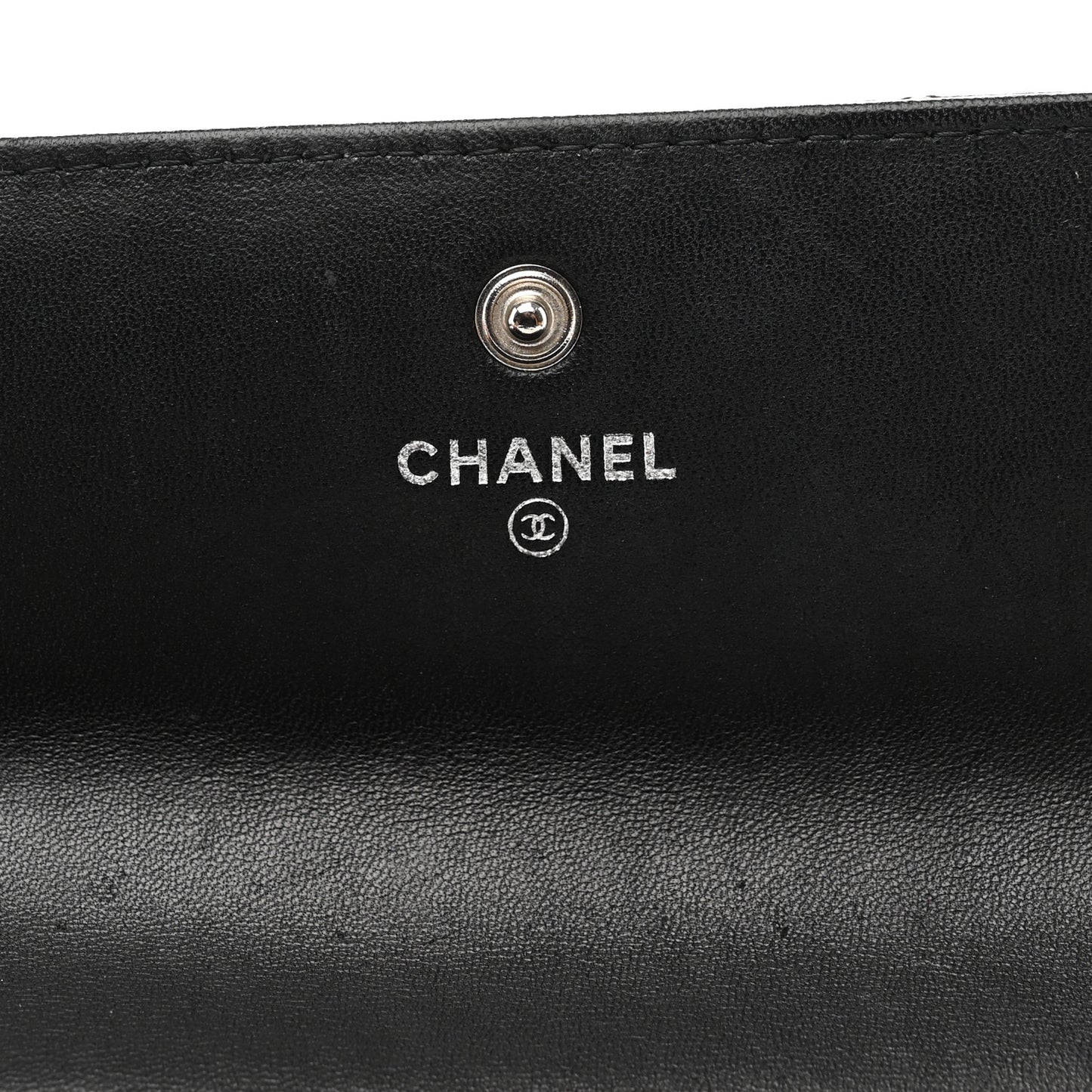 Lambskin Quilted Large Gusset Flap Wallet Black