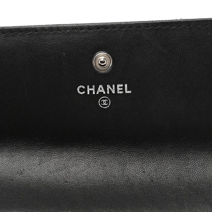 Chanel Lambskin Quilted Large Gusset Flap Wallet Black 6 of 11