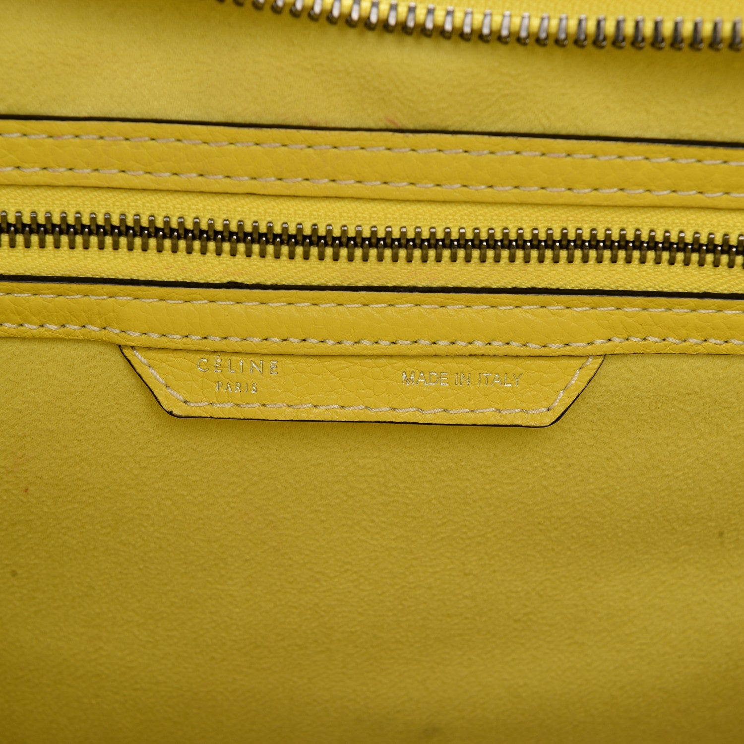 Celine Drummed Calfskin Mini Luggage Citron 6 of 12