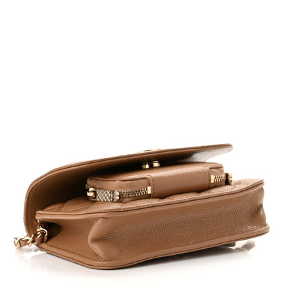 Chanel Caviar Quilted Business Affinity Clutch With Chain Flap Dark Beige 4 of 12