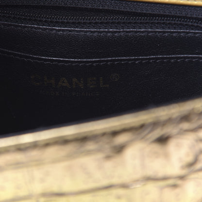 Chanel Metallic Calfskin Crocodile Embossed Cocodile Rectangular Mini Flap Gold 6 of 11
