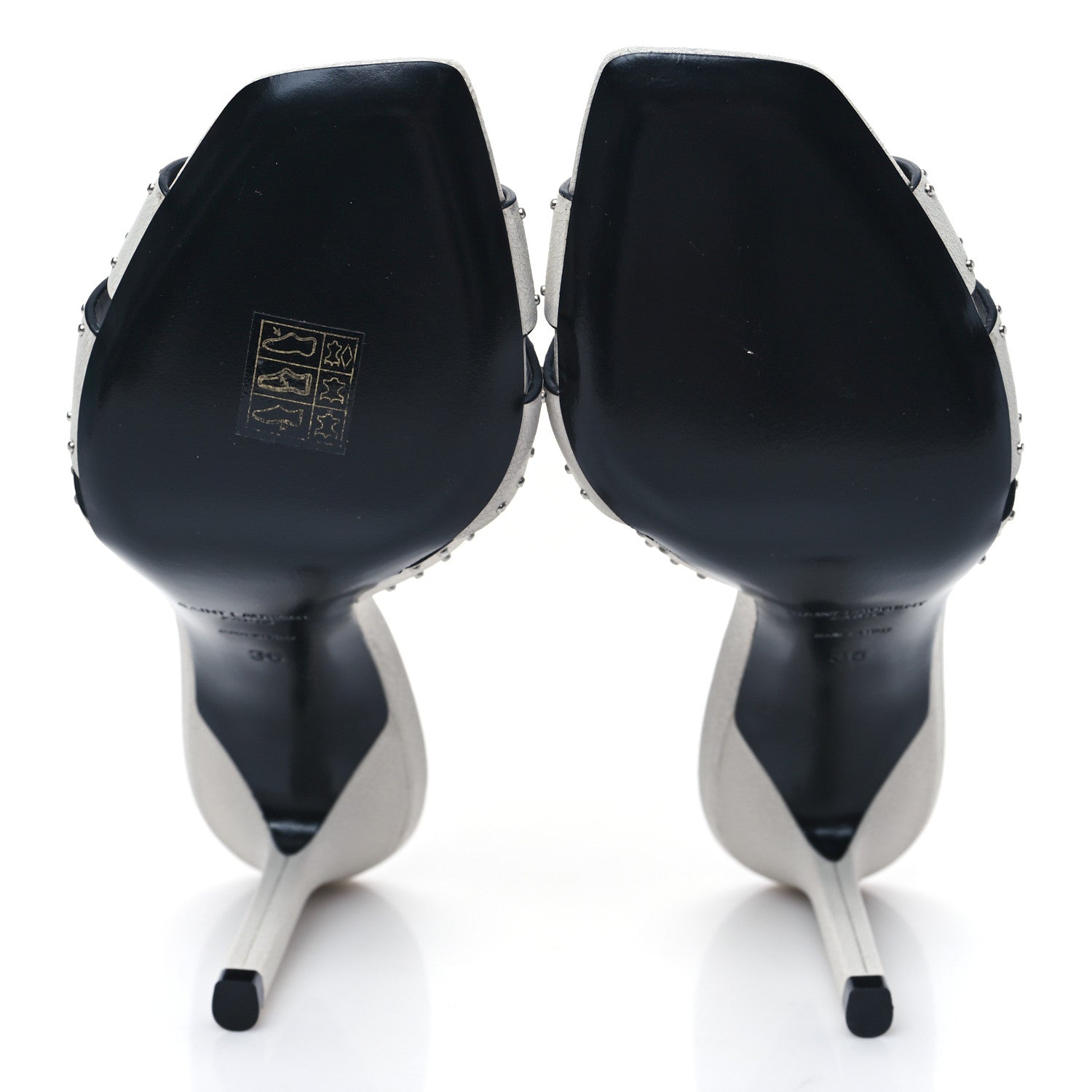 Saint Laurent Grain De Poudre Tribute 85 Slide Studded Sandals 36 Off White 5 of 9