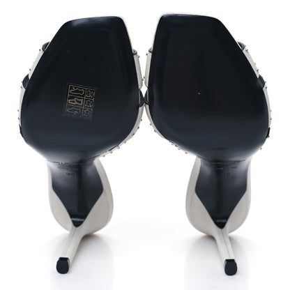 Saint Laurent Grain De Poudre Tribute 85 Slide Studded Sandals 36 Off White 5 of 9