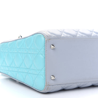 Christian Dior Lambskin Cannage Medium Bi-Color Lady Dior Grey Turquoise 4 of 10