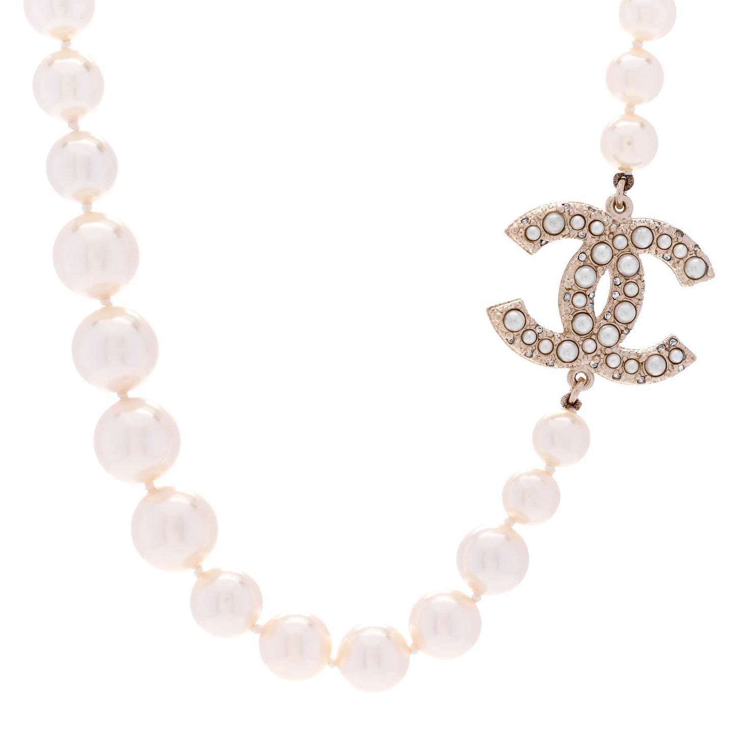 Pearl CC 100th Anniversary Necklace Light Gold