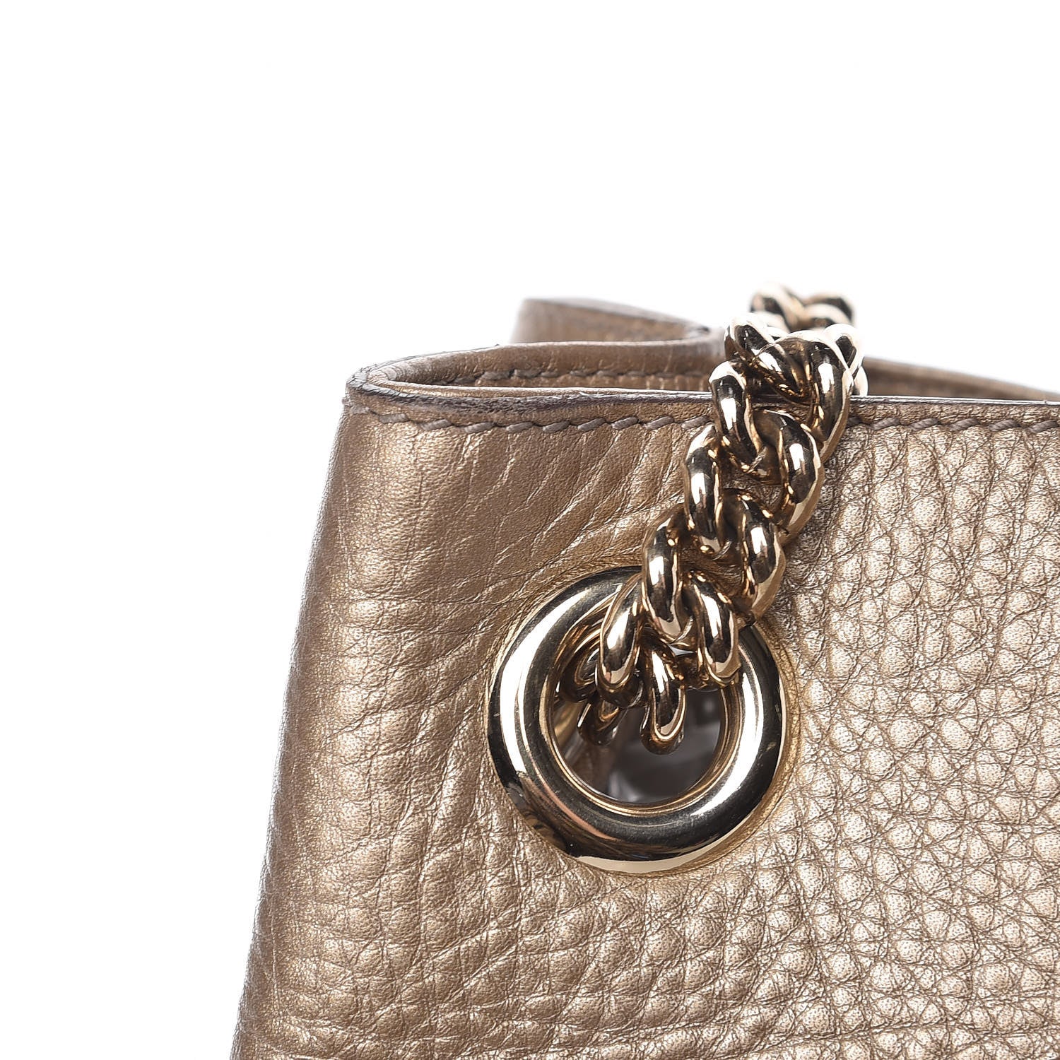 Gucci Metallic Pebbled Calfskin Medium Soho Chain Shoulder Bag Golden Beige 19 of 19