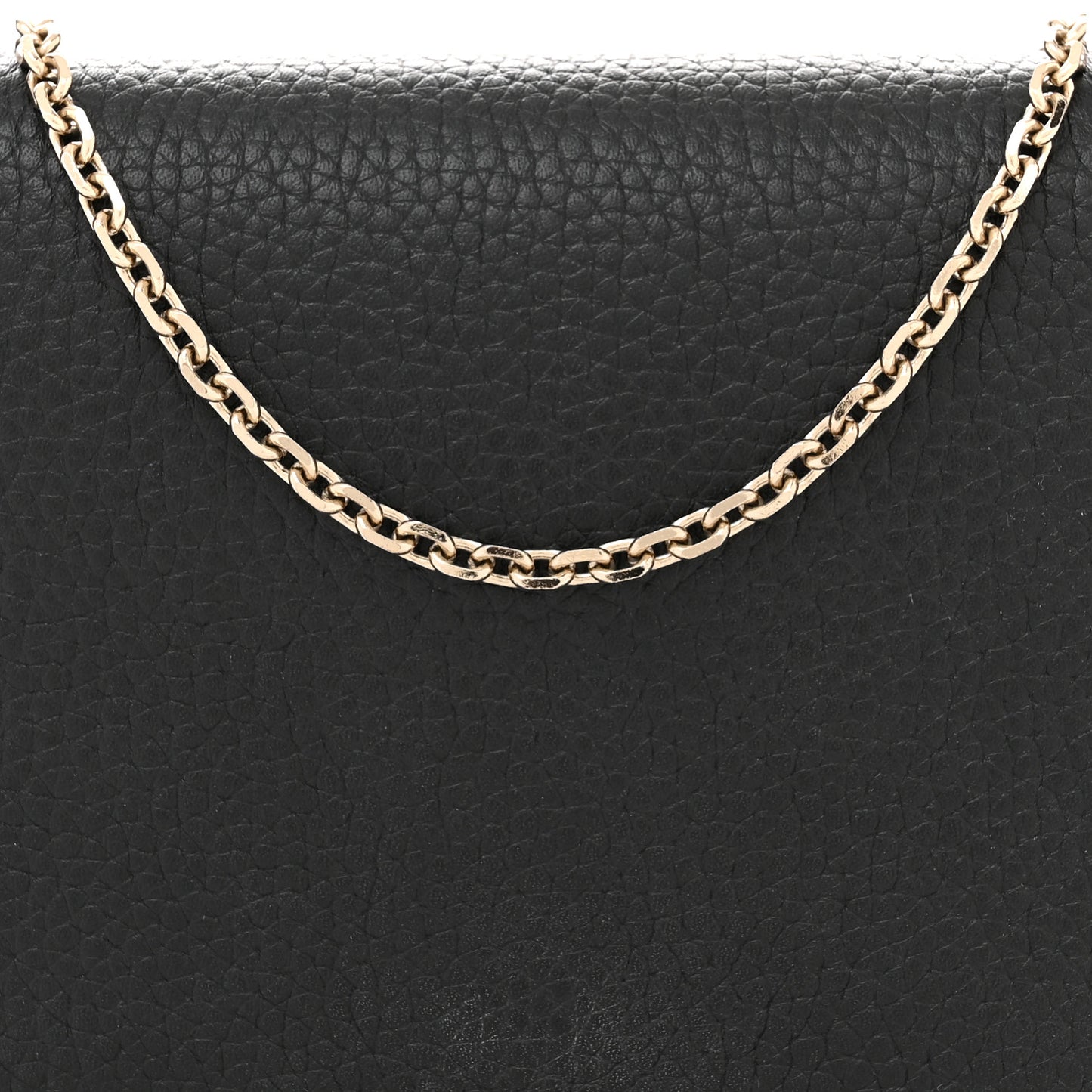 Pebbled Calfskin Rockstud Wallet On Chain Black
