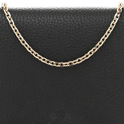 Valentino Garavani Pebbled Calfskin Rockstud Wallet On Chain Black 7 of 13