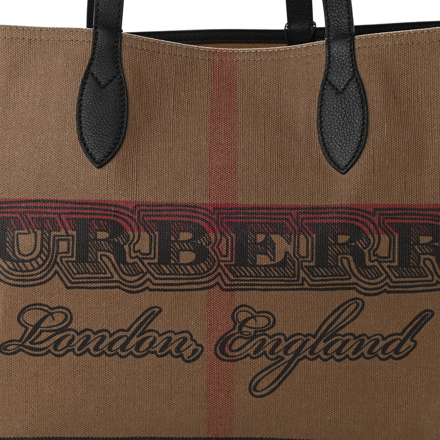 Burberry Coated Canvas Mega Check Medium Doodle Tote Black 7 of 9