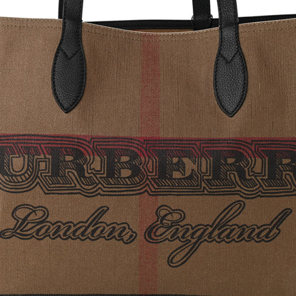 Burberry Coated Canvas Mega Check Medium Doodle Tote Black 7 of 9