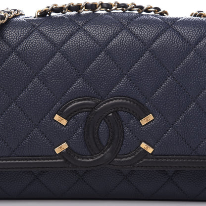 Chanel Caviar Quilted Small CC Filigree Flap Navy Black 11 of 11