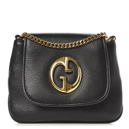 Gucci Pebbled Calfskin Small 1973 Chain Shoulder Bag Black 1 of 7