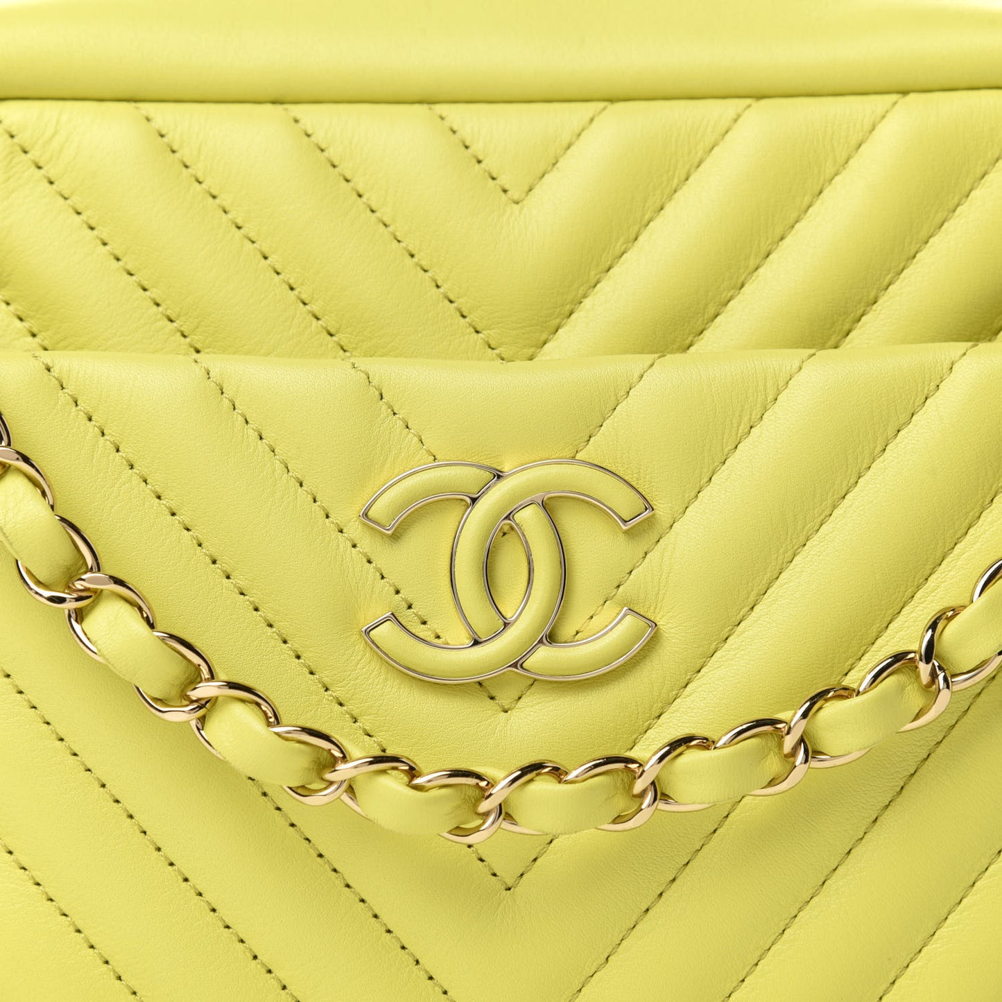 Calfskin Quilted Daily Chevron Camera Case Light Green