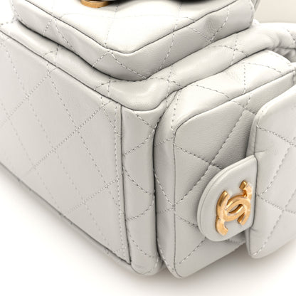 Chanel Shiny Lambskin Quilted Large Trendy Pockets Hobo Light Grey 10 of 10