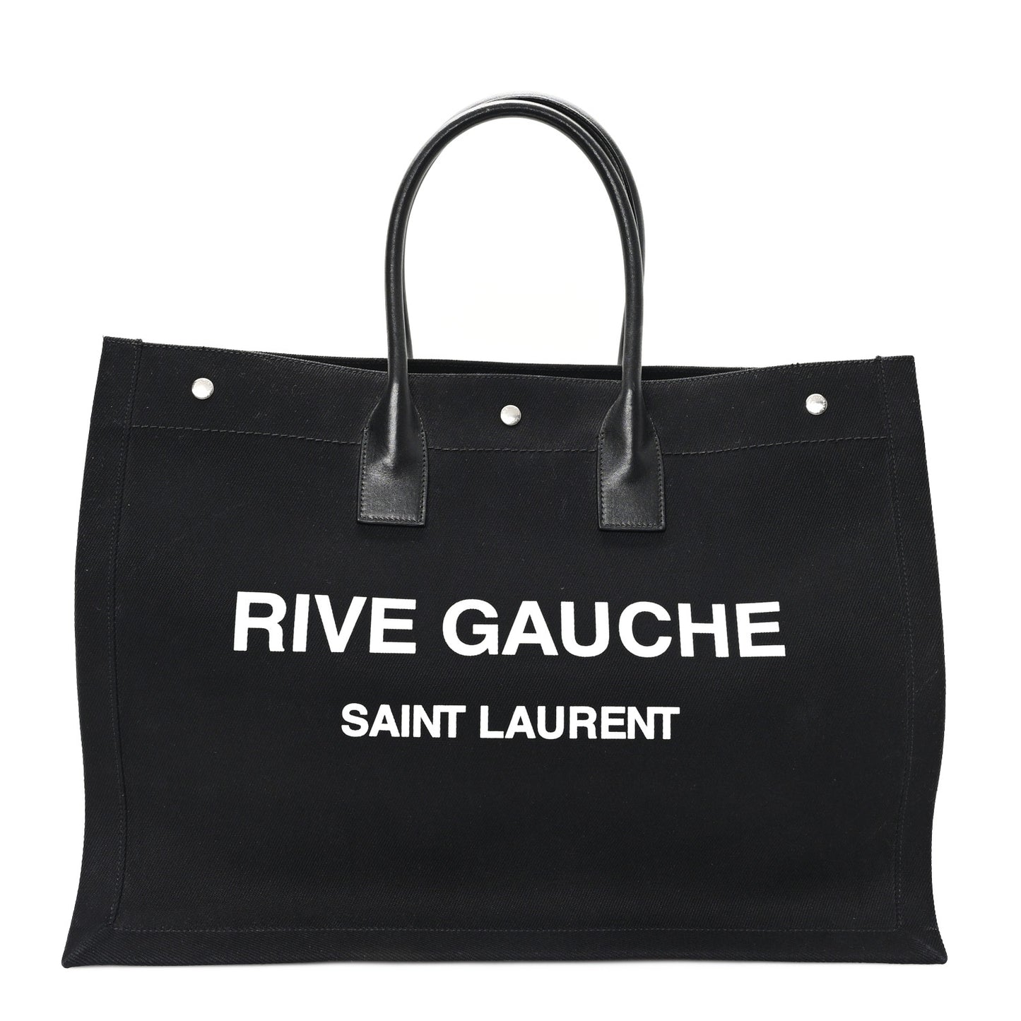 Linen Calfskin Rive Gauche Tote Black