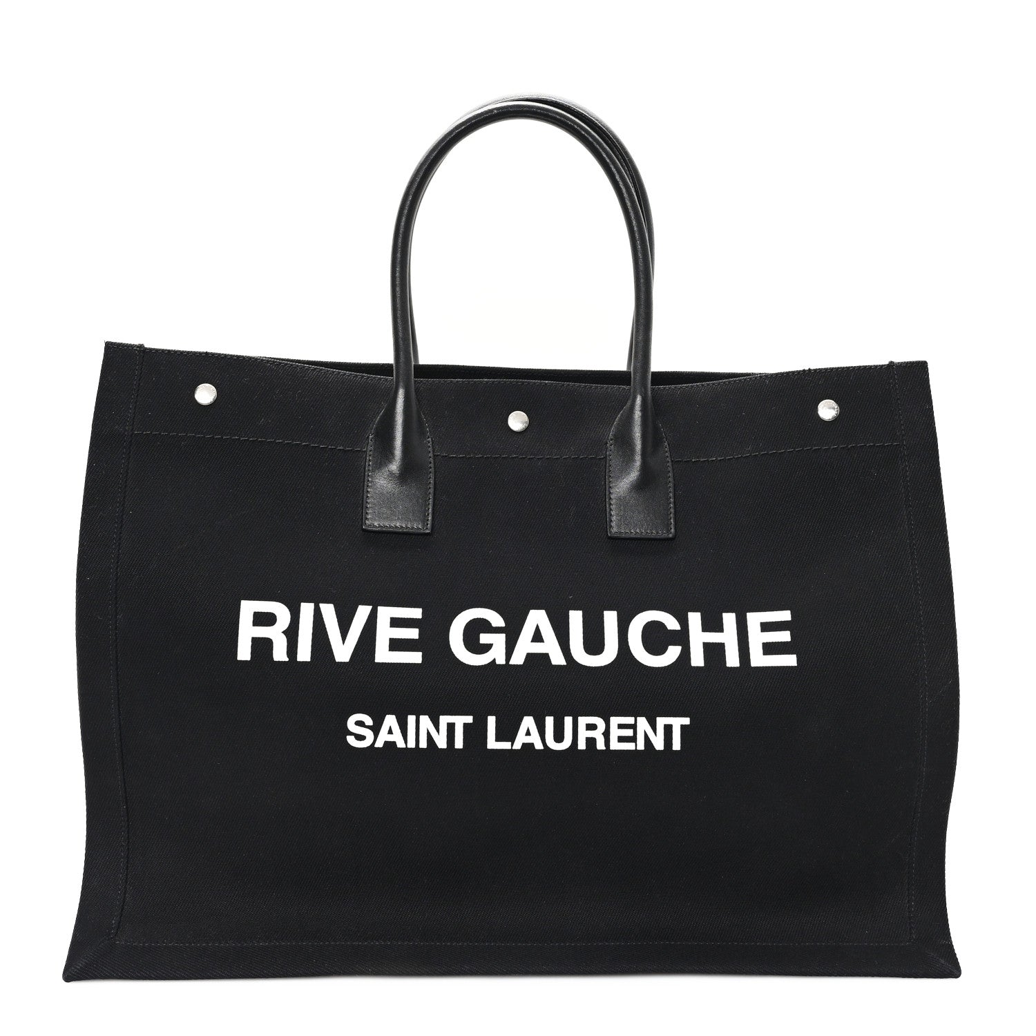 Saint Laurent Linen Calfskin Rive Gauche Tote Black 1 of 13