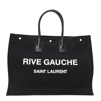 Saint Laurent Linen Calfskin Rive Gauche Tote Black 1 of 13