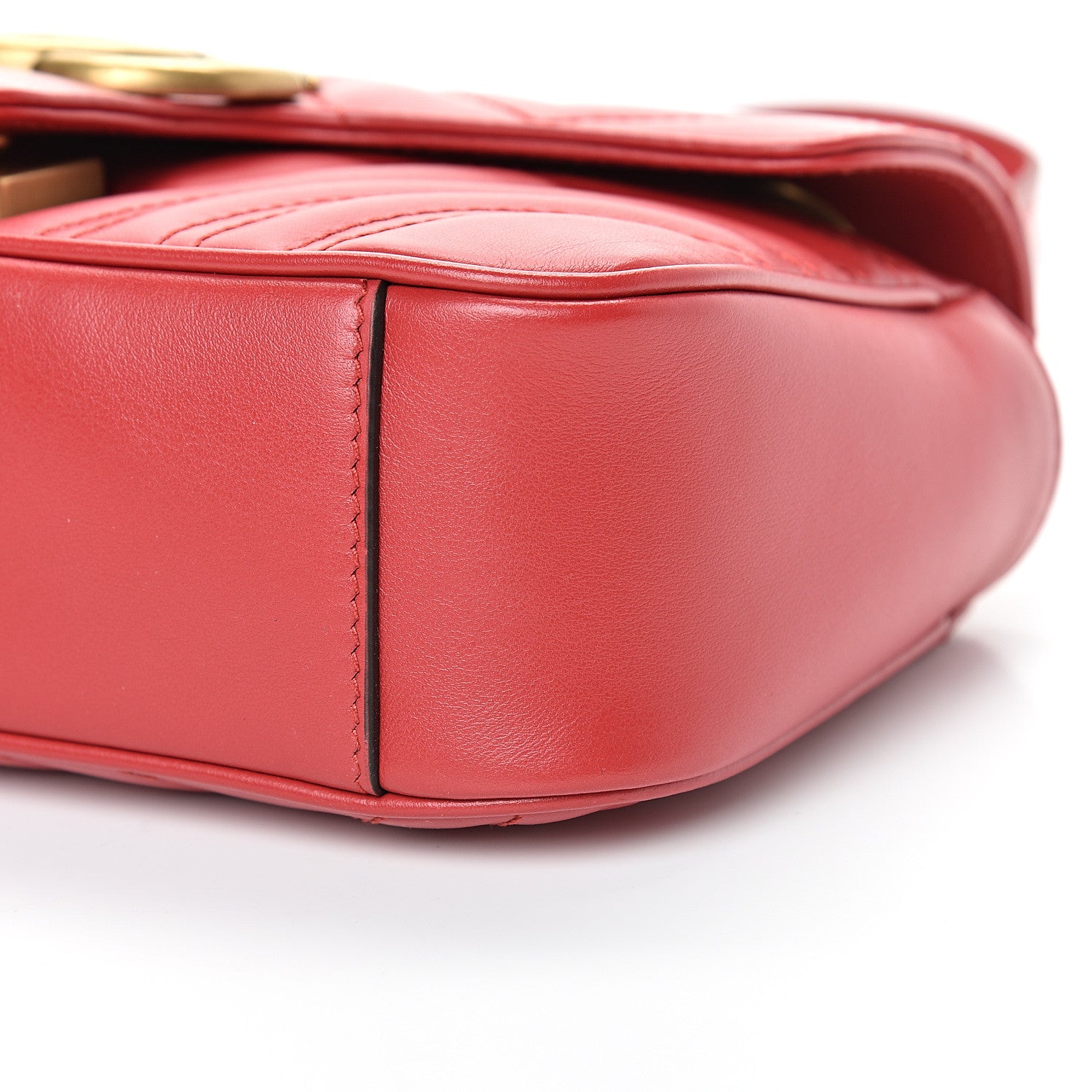 Gucci Calfskin Matelasse Mini GG Marmont Shoulder Bag Hibiscus Red 9 of 10
