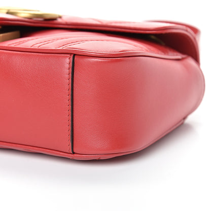 Gucci Calfskin Matelasse Mini GG Marmont Shoulder Bag Hibiscus Red 9 of 10