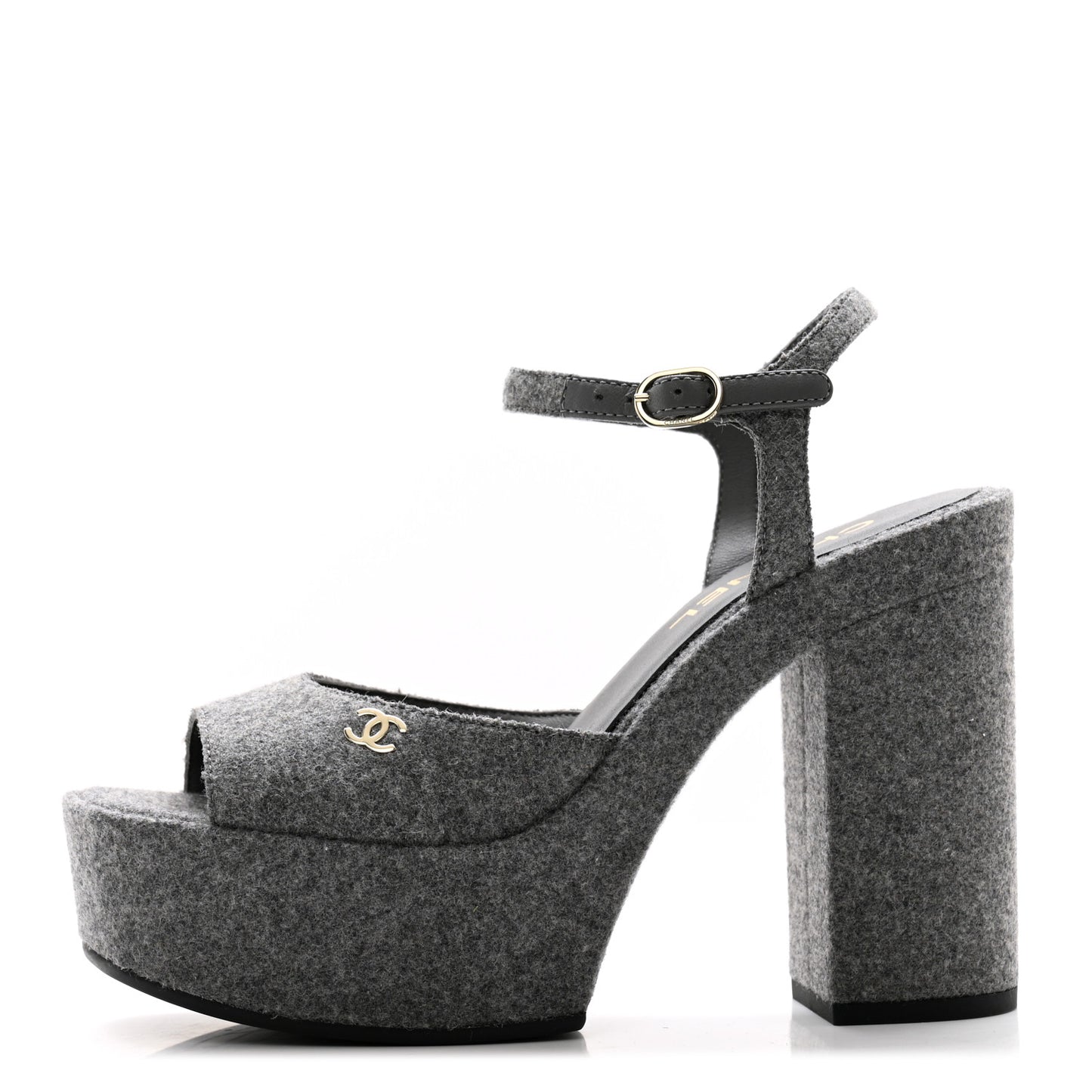 Wool CC Platform Sandals 38.5 Grey