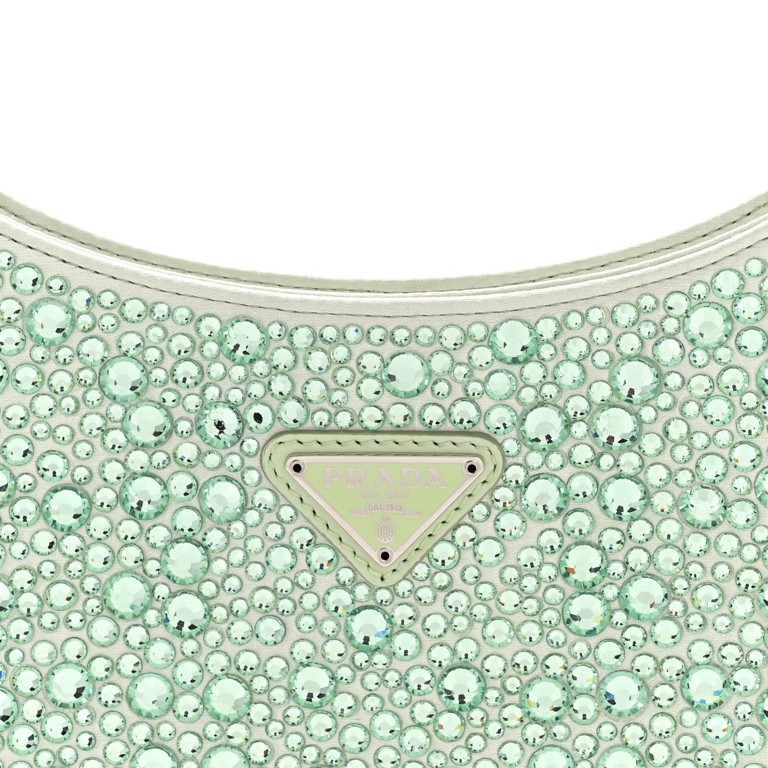 Prada Satin Crystal Cleo Adjustable Strap Shoulder Bag Acqua 8 of 11