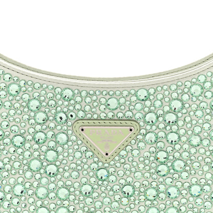 Prada Satin Crystal Cleo Adjustable Strap Shoulder Bag Acqua 8 of 11