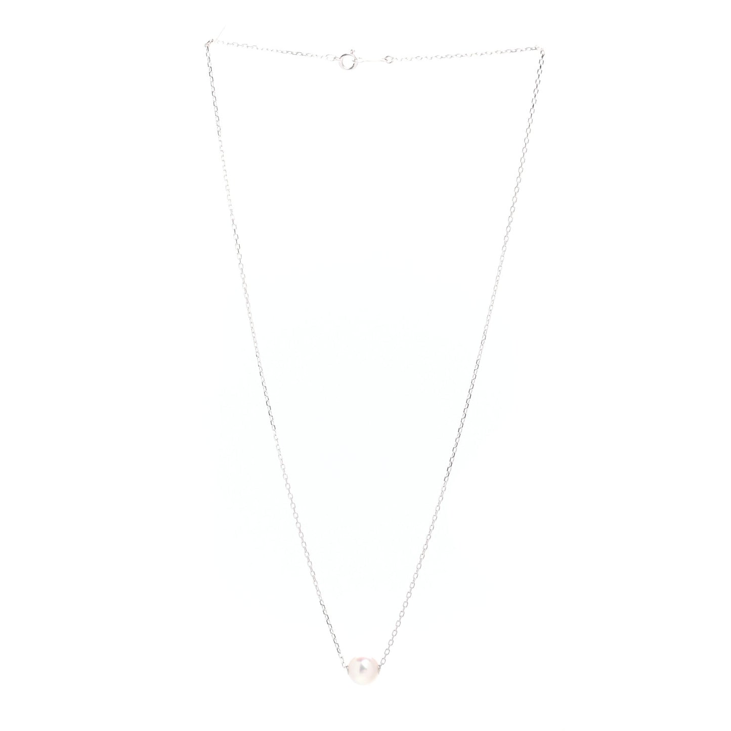 18K White Gold Akoya Pearl 8mm Single Pendant Necklace