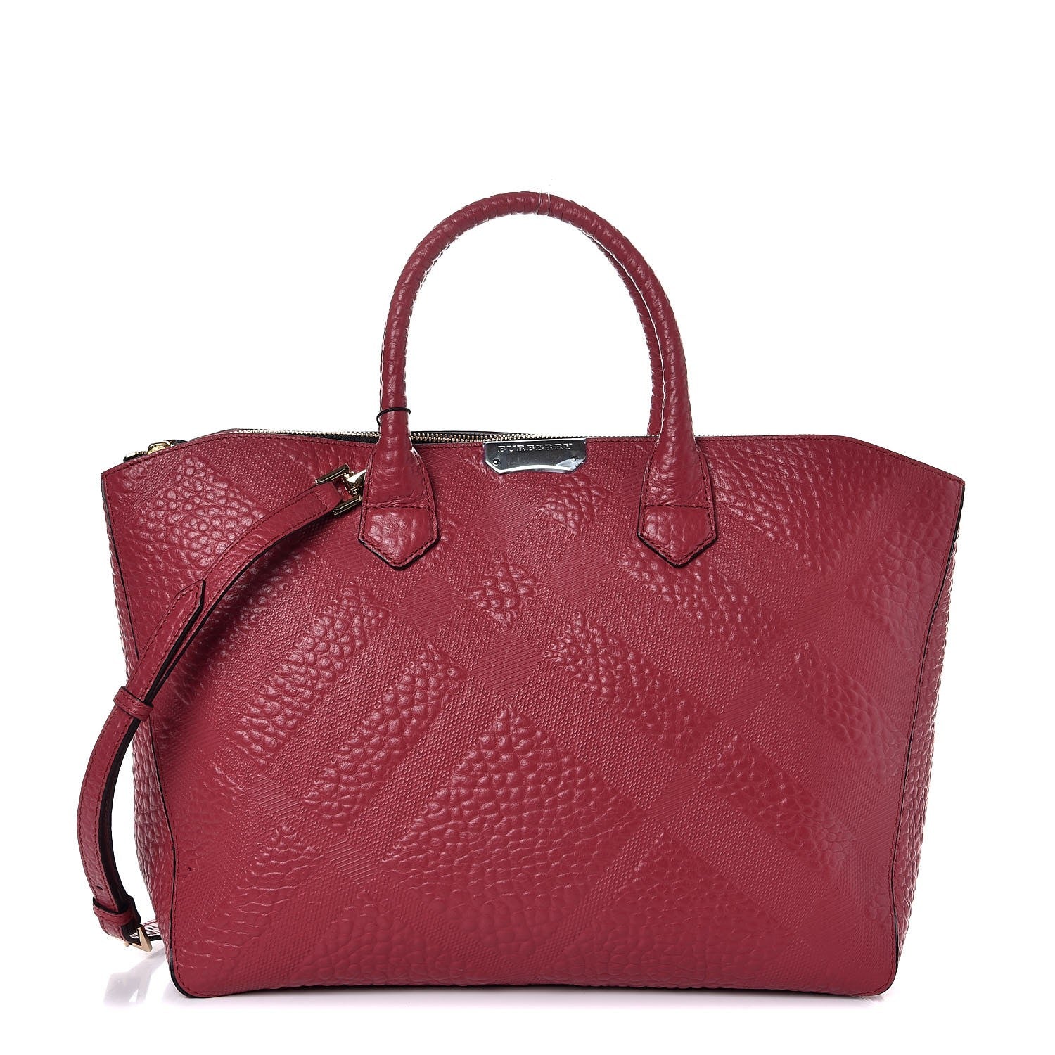 Burberry Heritage Grain Check Embossed Medium Dewsbury Tote Peony Rose 1 of 9