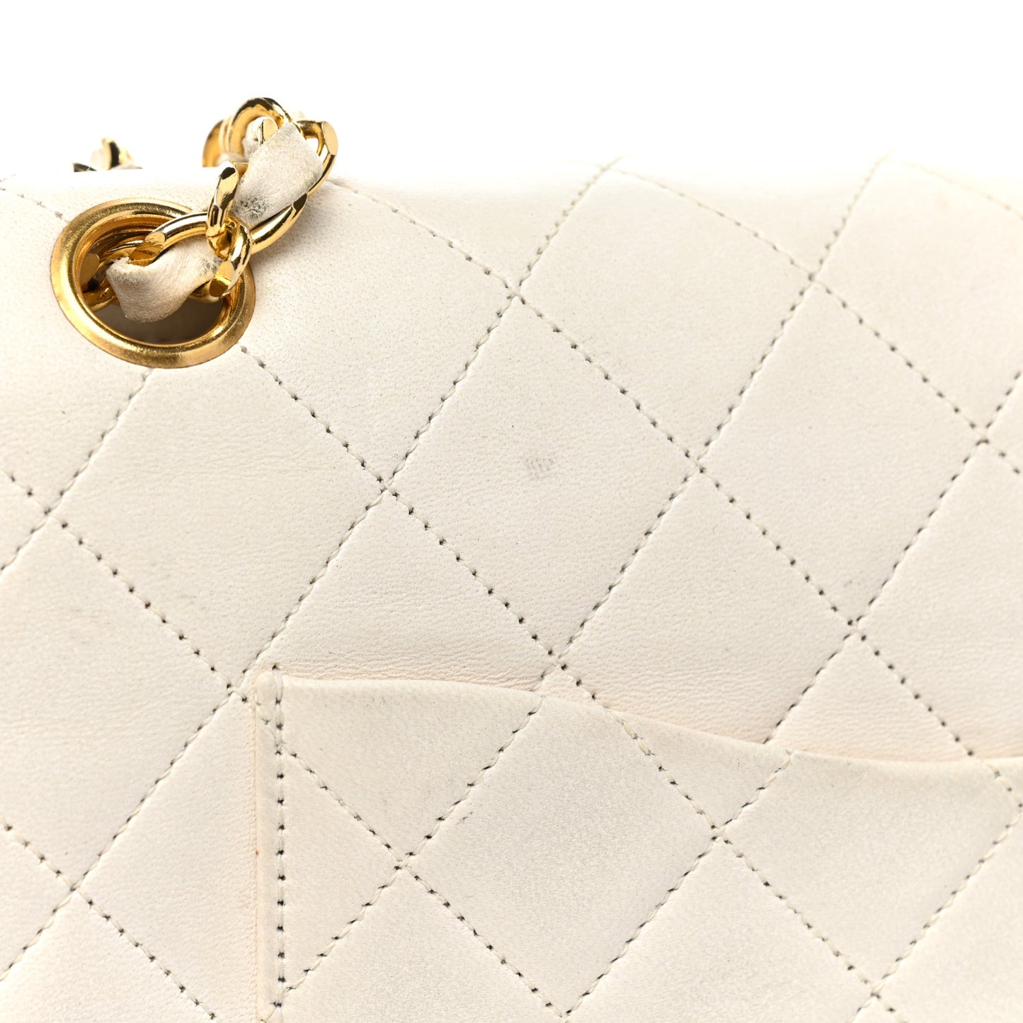 Lambskin Quilted Medium Double Flap White