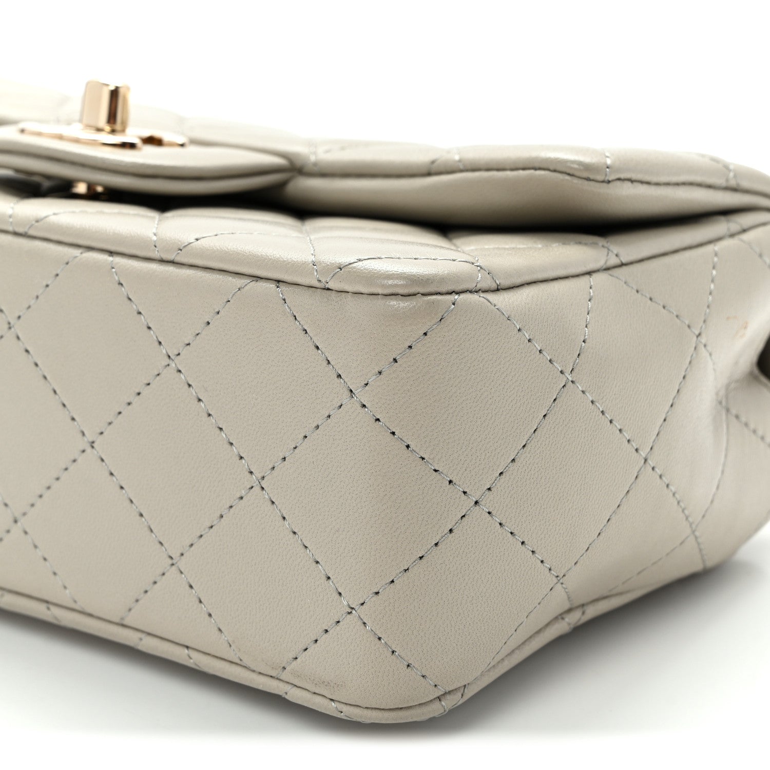 Chanel Lambskin Quilted Mini Rectangular Flap Grey 10 of 11
