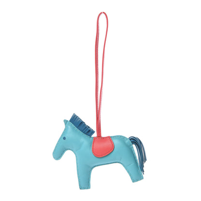 Hermes Milo Lambskin Grigri Rodeo Horse Bag Charm MM Lagon Bleu Izmir Bougainvillea 1 of 4