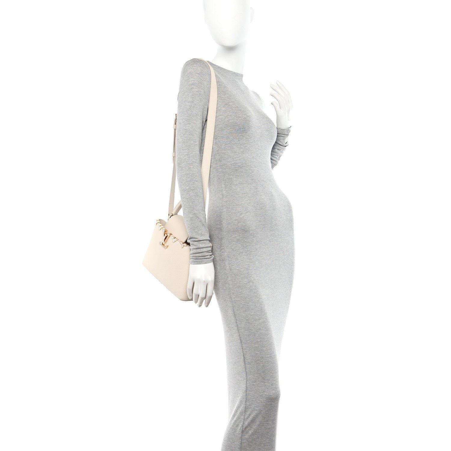 Louis Vuitton Taurillon Mother of Pearl Flowers Capucines BB Creme Nacre 2 of 11