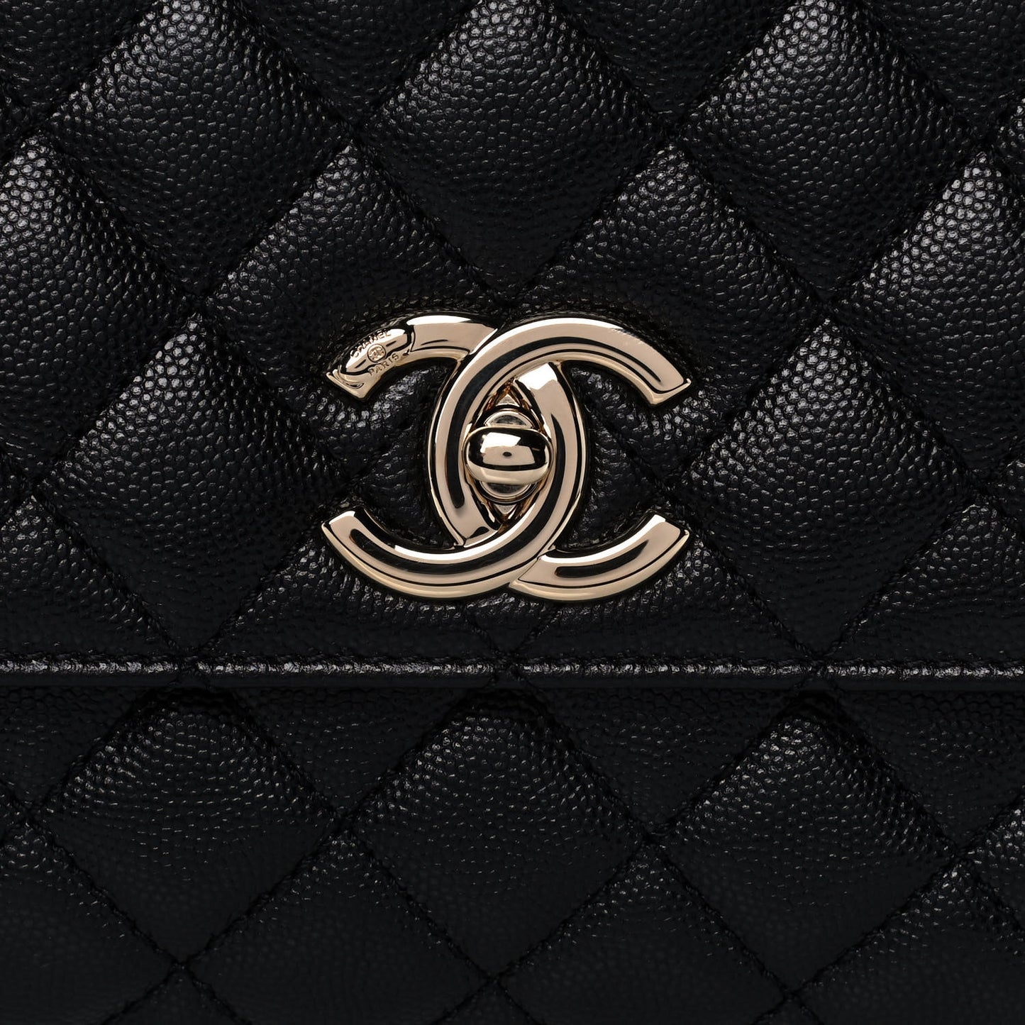 Caviar Quilted Small Coco Handle Flap Black