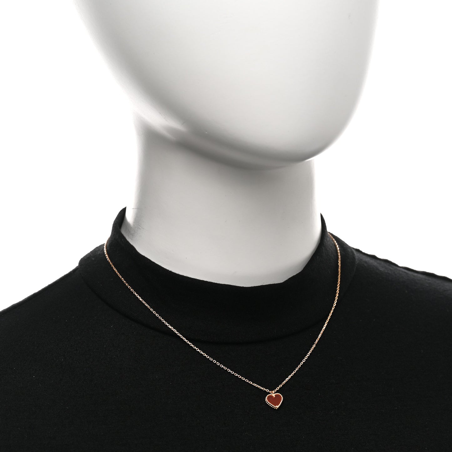 18k Rose Gold Carnelian Sweet Alhambra Heart Pendant Necklace
