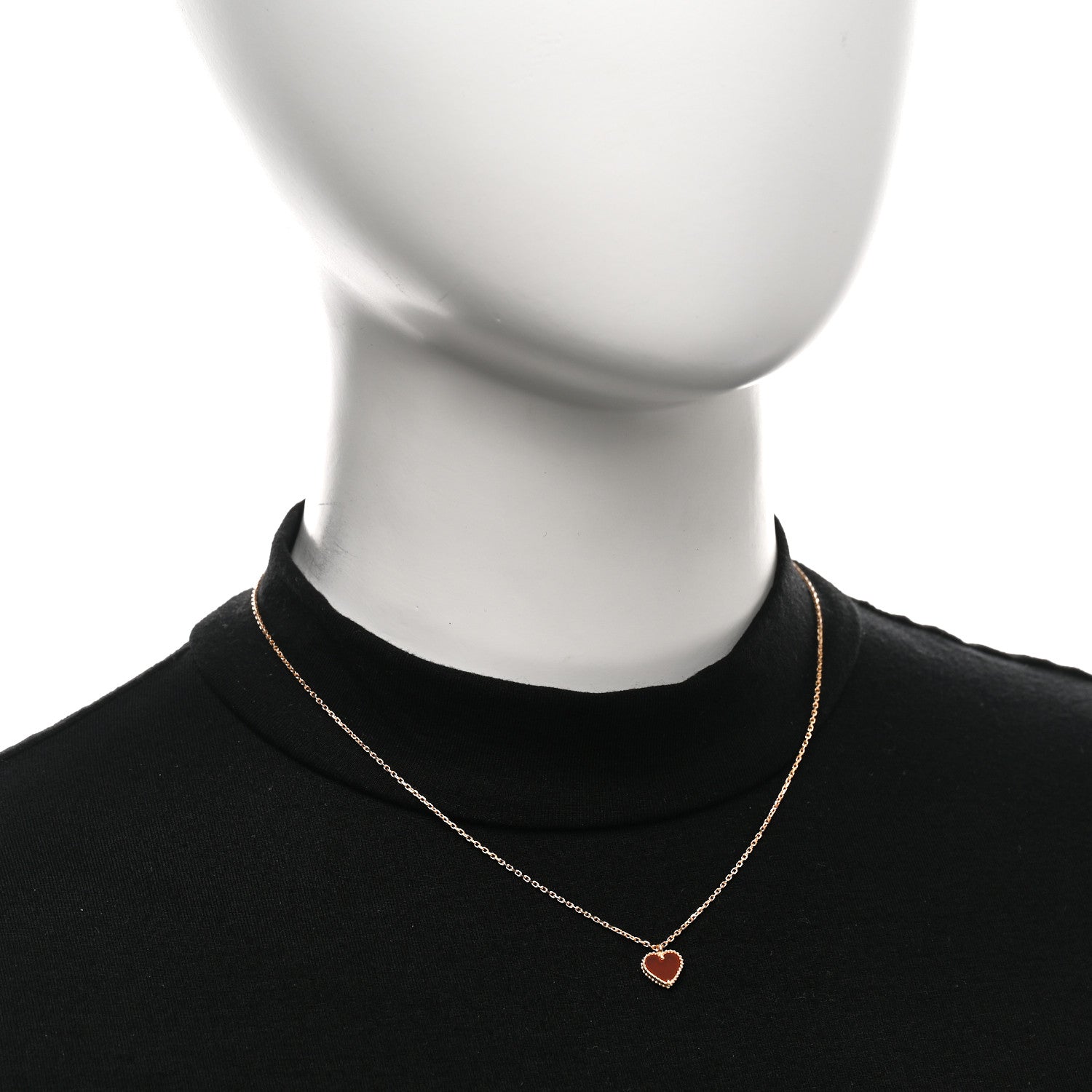 Van Cleef & Arpels 18k Rose Gold Carnelian Sweet Alhambra Heart Pendant Necklace 2 of 4