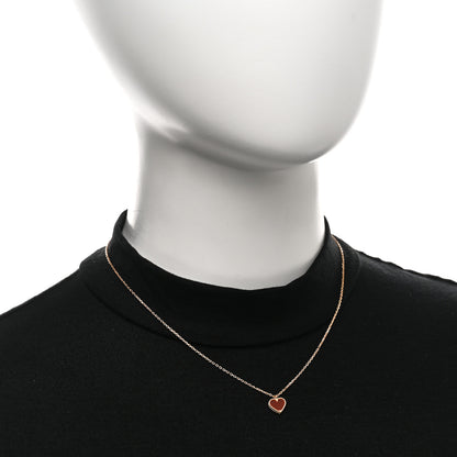 Van Cleef & Arpels 18k Rose Gold Carnelian Sweet Alhambra Heart Pendant Necklace 2 of 4